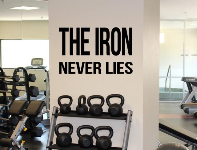 The Iron Never Lies Gym Motivation Quote Vinyl Decal Workout Fitness Wall Sticker Sport Home Interior Graphics 26(Fgm - image 1