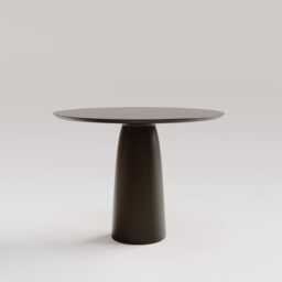Round Oak Dining Table, Solid Top On Pedestal Base, Modern Scandinavian Design - thumbnail 2