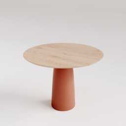 Round Oak Dining Table, Solid Top On Pedestal Base, Modern Scandinavian Design - thumbnail 3
