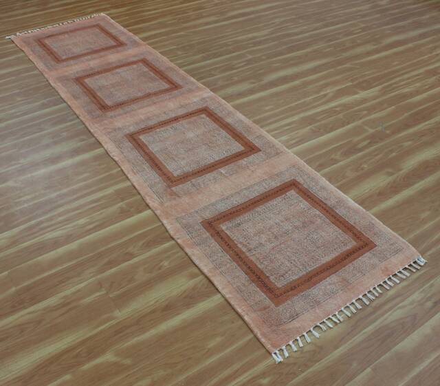 Hallway Stair Runner Rug Cotton Area Carpet Brown Black Dhurrie Garden Yoga Mat Dining Room Kilim 2.6x6 3x10 4x12 Feet - image 1