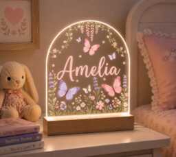 Personalised Night Light, Butterflies, New Baby, 1st Birthday, Christening Gift, Nursery Light