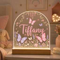 Personalised Night Light, Butterflies, New Baby, 1st Birthday, Christening Gift, Nursery Light - thumbnail 3