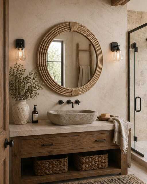Extra Large Rope Mirror - Nautical Coastal Wall Decor - 90cm - image 1
