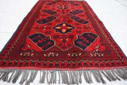 2x4 Small Red Afghan Outdoor Rug, Turkmen Oriental Geometric Khal Mohammedi Bukhara Handmade Livingroom D??cor Office Carpet