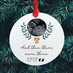 And Then There Were 3 Baby Scan Bauble - Preganacy Announcement New Tree Decoration Bumps First Christmas - thumbnail 1
