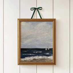 Seascape Wall Art Print - Nautical Coastal Poster With Sailing Boats Ocean Waves Painting For Beach House Or Living Room Decor - thumbnail 1