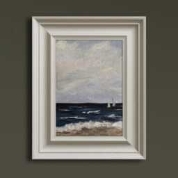 Seascape Wall Art Print - Nautical Coastal Poster With Sailing Boats Ocean Waves Painting For Beach House Or Living Room Decor - thumbnail 2