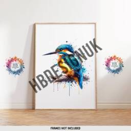 Kingfisher Poster Set - Of 3 Prints - Watercolor Kingfishers Painting Present Picture Animal Wall Art Wildlife Gifts Birthday - thumbnail 2