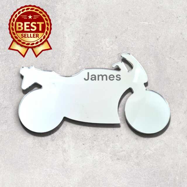 Motorbike Acrylic Mirror Wall Art Personalized Engraving - image 1
