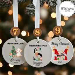 Personalised Christmas Ornament 2025 - Custom Name Bauble Ceramic Xmas Tree Decoration Gift For Kids & Family UK - thumbnail 3