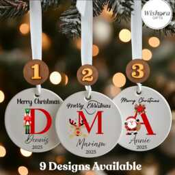 Personalised Christmas Ornament 2025 - Custom Name Bauble Ceramic Xmas Tree Decoration Gift For Kids & Family UK - thumbnail 1