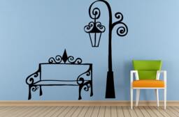 City Town Street Park Lamp Post Bench Old Antique Vintage Window Or Wall Car Vinyl Peal & Stick Removable Sticker Decal L1470 - thumbnail 1