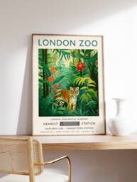 London Zoo Print, Tiger Animal Poster, Botanical Decor, Henri Rousseau Wall Art, Tropical Jungle Safari Print - thumbnail 1