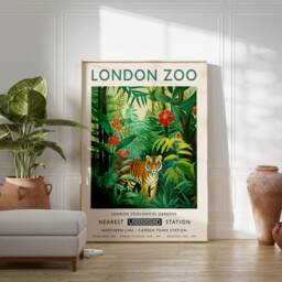 London Zoo Print, Tiger Animal Poster, Botanical Decor, Henri Rousseau Wall Art, Tropical Jungle Safari Print - thumbnail 3