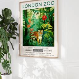 London Zoo Print, Tiger Animal Poster, Botanical Decor, Henri Rousseau Wall Art, Tropical Jungle Safari Print - thumbnail 2