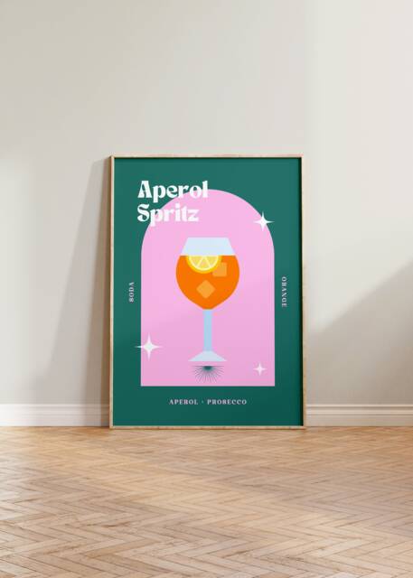 Aperol Spritz Print, Retro Cocktail Wall Art, Poster, Bar Decor, Prints, Colourful Poster Cocktails Cool Art - image 1
