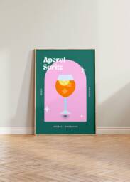 Aperol Spritz Print, Retro Cocktail Wall Art, Poster, Bar Decor, Prints, Colourful Poster Cocktails Cool Art - thumbnail 1