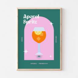 Aperol Spritz Print, Retro Cocktail Wall Art, Poster, Bar Decor, Prints, Colourful Poster Cocktails Cool Art - thumbnail 2