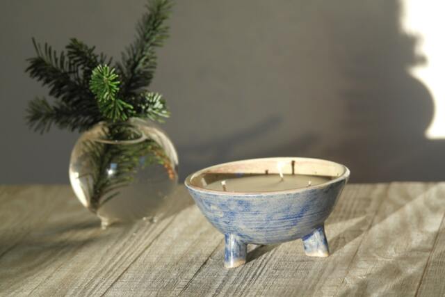 Lively Blue Ink Splashes - 100% All Natural Premium Artistic Candles With Japanese Container Scented Therapeutic Grade Essential Oils - image 1