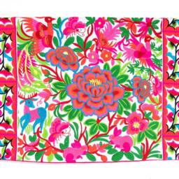 12x20 Pink Garden Floral Embroidered Pillow Cover, Hmong Boho Cushion - Cs10-0Whi - thumbnail 3