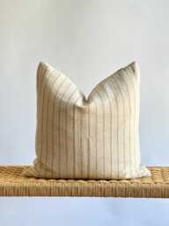 Handwoven Hemp Striped Pillow Cover Vintage Hmong Textile - thumbnail 1
