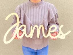 Custom Text Wall Art, Personalised Name Sign, Nursery Decor, Playroom Children's Art - Natural Wood Option Multiple Sizes - thumbnail 1