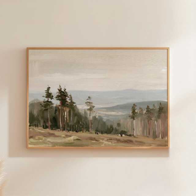 Cedar Forest Poster, Misty Valley Print, Nature Wall Art, Paper - image 1
