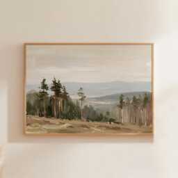 Cedar Forest Poster, Misty Valley Print, Nature Wall Art, Paper - thumbnail 1