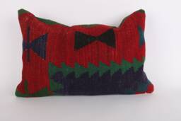 Handwoven Turkish Kilim Lumbar Pillow Bohemian Home Decor - 16x24 Inch - thumbnail 1