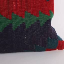 Handwoven Turkish Kilim Lumbar Pillow Bohemian Home Decor - 16x24 Inch - thumbnail 2