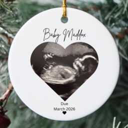 Pregnancy Scan Ceramic Bauble/Baby Bauble, Announcement Bauble/Photo On A Bauble Keepsake - thumbnail 2