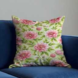 Pink Floral Cushion Cover, Botanical Flower Pillow, Cottage Garden Throw Pillowcase - thumbnail 4