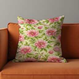 Pink Floral Cushion Cover, Botanical Flower Pillow, Cottage Garden Throw Pillowcase