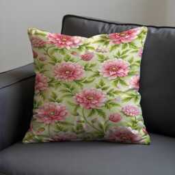 Pink Floral Cushion Cover, Botanical Flower Pillow, Cottage Garden Throw Pillowcase - thumbnail 3