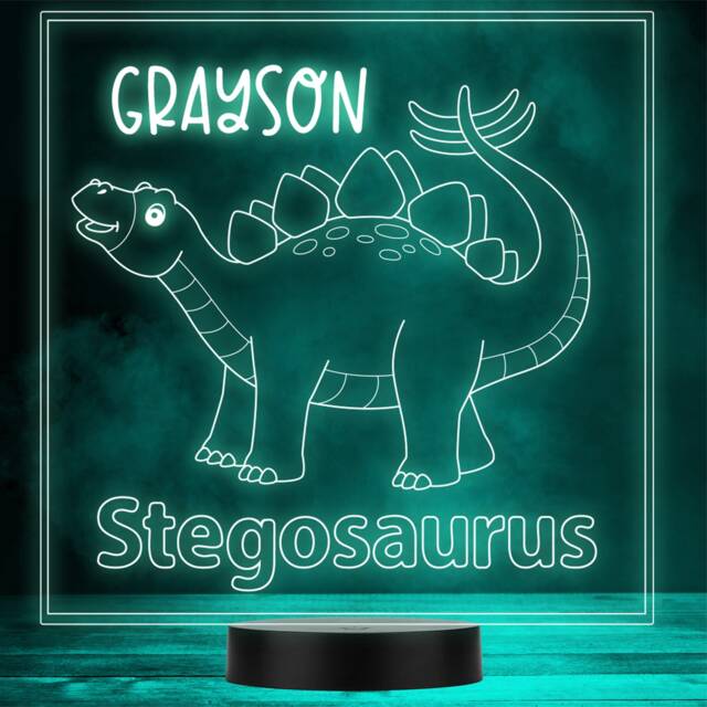 Kids Cute Dinosaur Fan Stegosaurus Led Personalised Gift Night Light - image 1