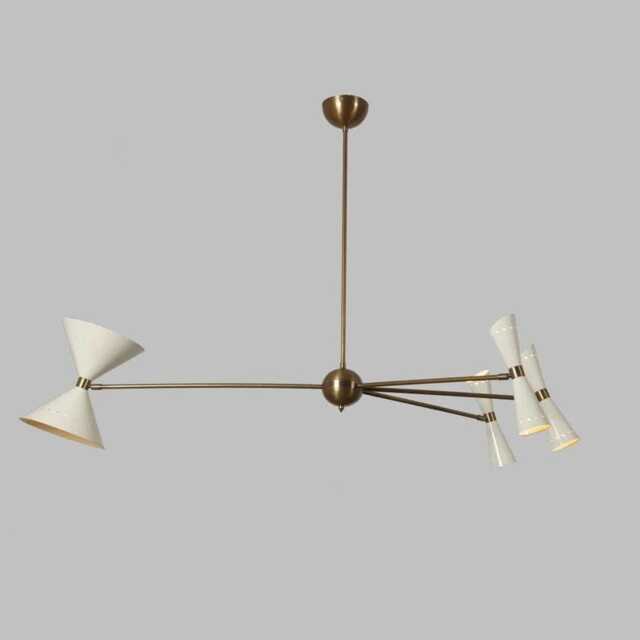 Stilnovo Style Sputnik Chandelier, Raw Brass 8-Light Mid-Century Modern Pendant - image 1
