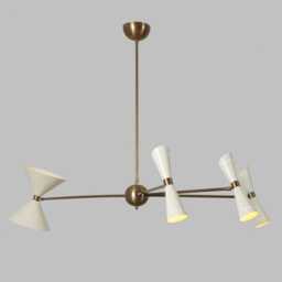Stilnovo Style Sputnik Chandelier, Raw Brass 8-Light Mid-Century Modern Pendant - thumbnail 2