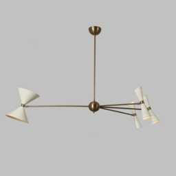Stilnovo Style Sputnik Chandelier, Raw Brass 8-Light Mid-Century Modern Pendant - thumbnail 1