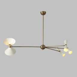 Stilnovo Style Sputnik Chandelier, Raw Brass 8-Light Mid-Century Modern Pendant - thumbnail 3