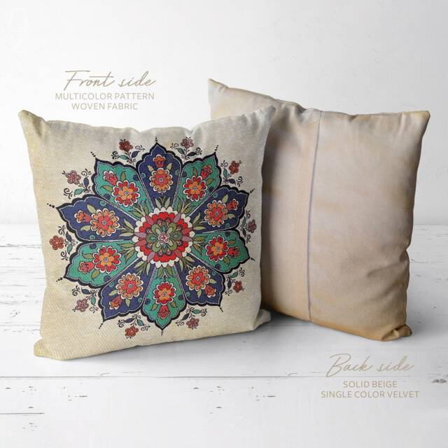 "Floral Tapestry Woven Cushion Cover, 17""x17" - image 1
