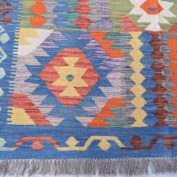 Handwoven Afghan Kilim Rug 6.8x4.11 Ft, Boho Tribal Wool Carpet - thumbnail 3