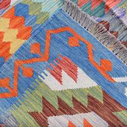 Handwoven Afghan Kilim Rug 6.8x4.11 Ft, Boho Tribal Wool Carpet - thumbnail 4