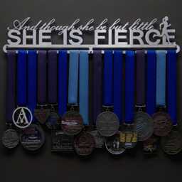 And Though She Be But Little, Is Fierce - Runner, Gymnast, Karate, Or No Figure Available Allied Medal Hanger Holder Display Rack - thumbnail 2
