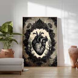Gothic Heart Poster, Dark Art Print, Surreal Wall Art, Decor Anatomical Black Vintage Gift Print - thumbnail 2