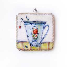 Ceramic Wall Art, Tile Tile, Naive, Kitchen, Botanical Ceramic, Home Decor, Wall Hanging, Floral Illustration, Ficus - thumbnail 2