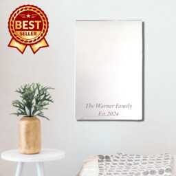 Rectangle Acrylic Mirror Wall Art Personalized Engraving, Many Sizes