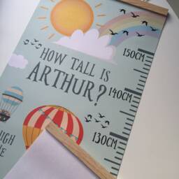 Personalised Height/ Growth Chart - Animal Balloons Beautiful Nursery & Bedroom Wall Decor Printed On A Luxury Fabric Ideal Keepsake - thumbnail 2