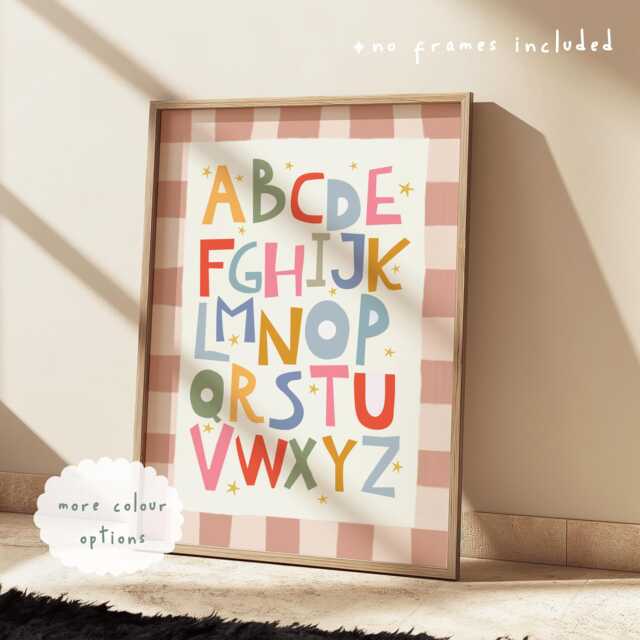 Educational Alphabet Chart Print in Custom Colours, Abc Print, Colourful Children's Bedroom Playroom Decor, Toddler Room Wall Art - image 1