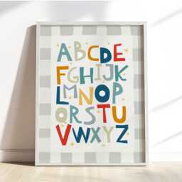 Educational Alphabet Chart Print in Custom Colours, Abc Print, Colourful Children's Bedroom Playroom Decor, Toddler Room Wall Art - thumbnail 3