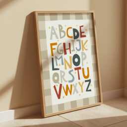 Educational Alphabet Chart Print in Custom Colours, Abc Print, Colourful Children's Bedroom Playroom Decor, Toddler Room Wall Art - thumbnail 2